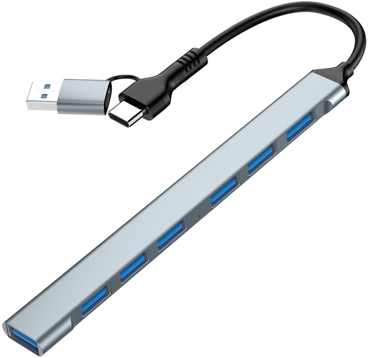 Gembird 7-port USB hub (1x USB 3.2 + 6x USB 2.0) USB-A + USB-C USB hub - USB 3.2 - 7 ports - Sølv