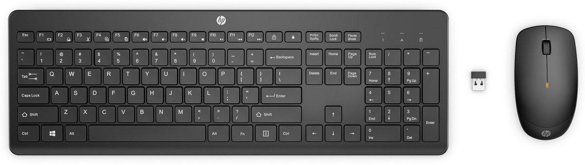 HP 235 Wireless - Tastatur & Mus sæt - Dansk - Sort