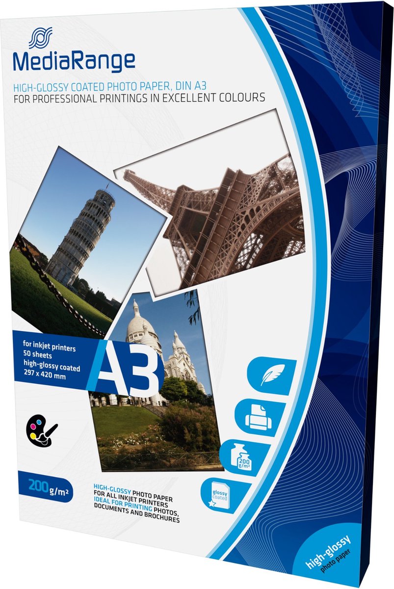 MediaRange - photo paper - high-glossy - 50 sheet(s) - A3 - 200 g/m²