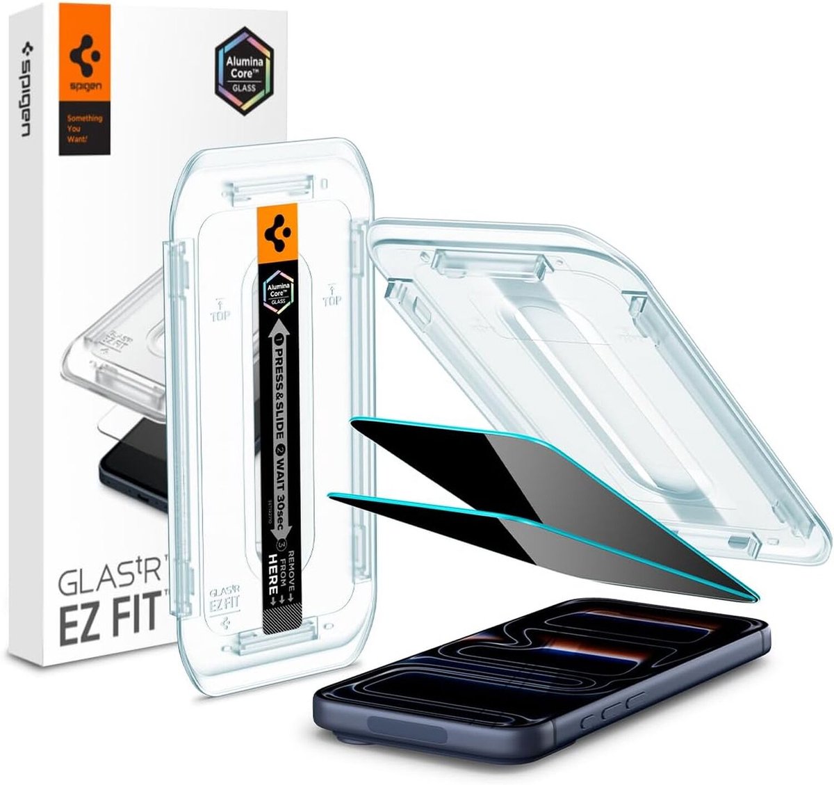 Spigen Glass tR EZ Fit (Privacy) 2 Pack - transparency - iPhone 17/16 Pro / 17