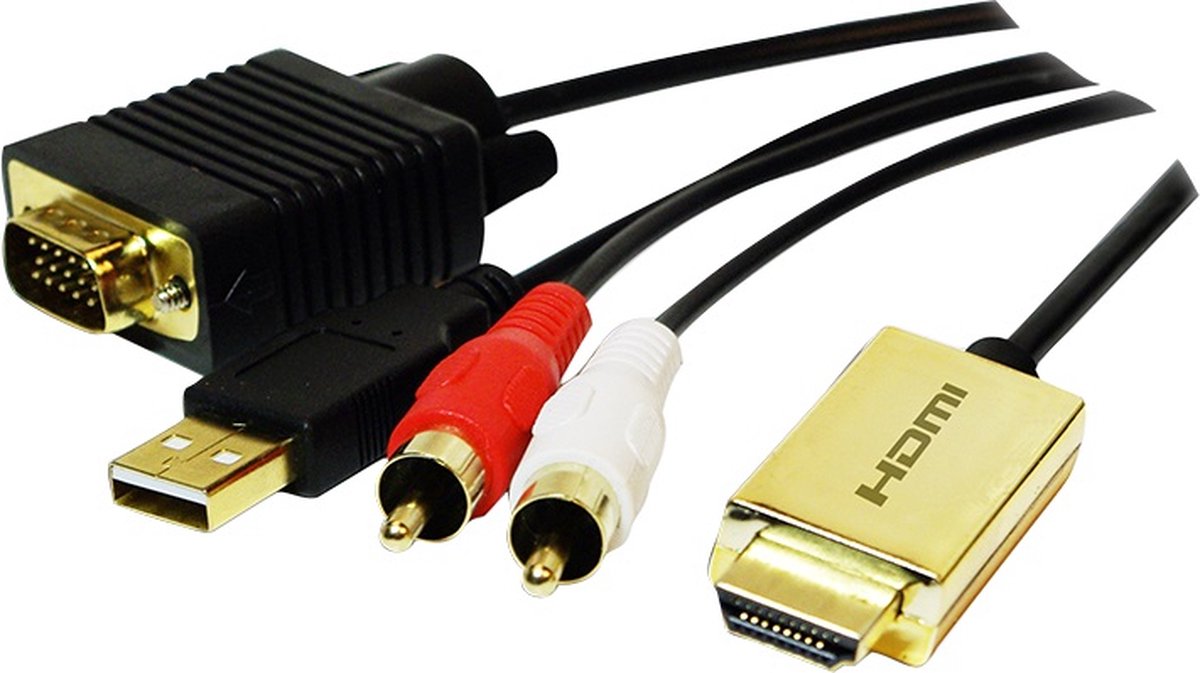 LogiLink HDMI TIL VGA MED AUDIO KABEL 2M SORT