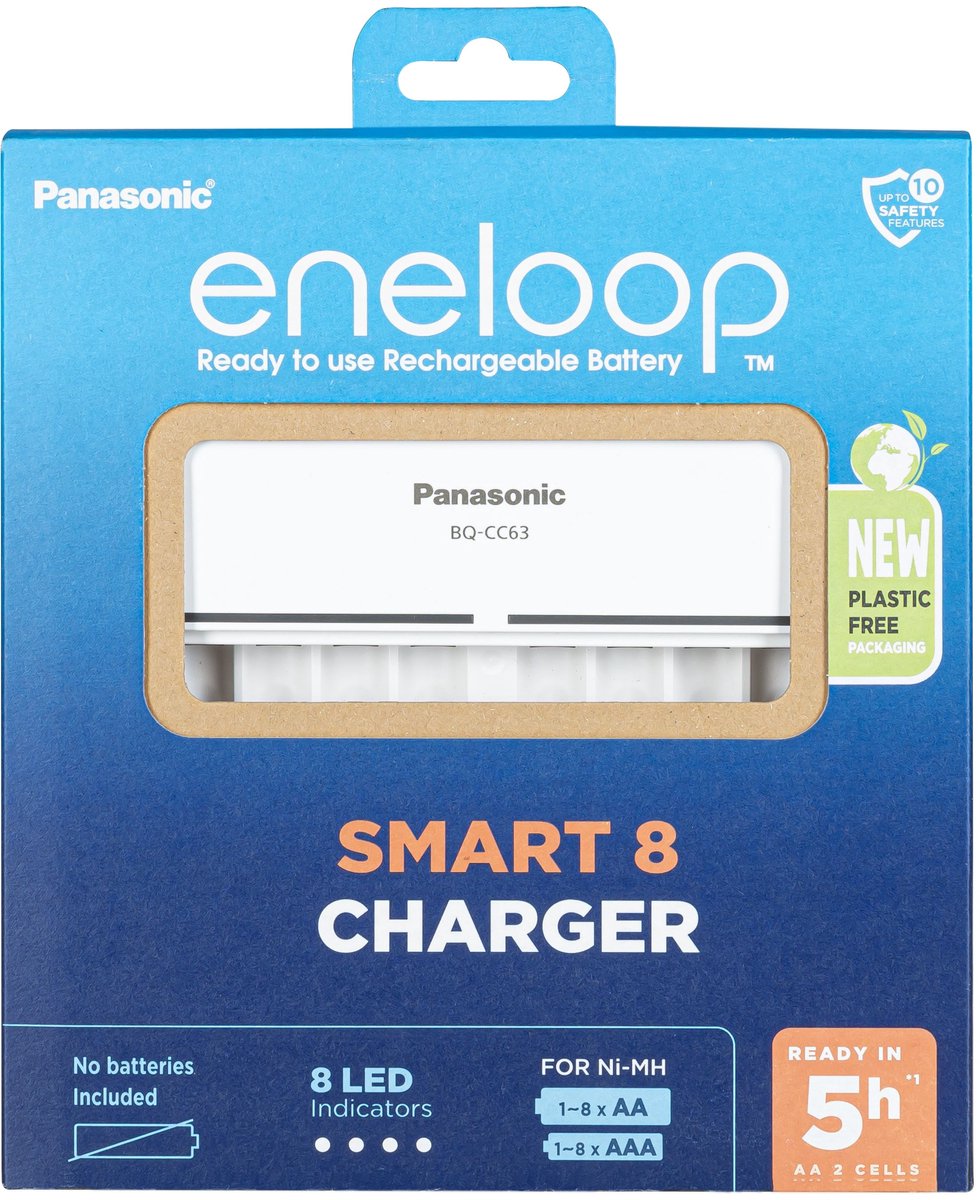 Panasonic BQ-CC63E Chargeur de piles rondes NiMH LR03 (AAA), LR6 (AA)