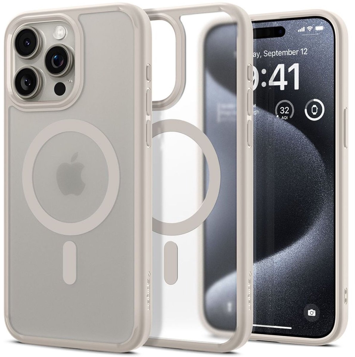 Spigen Ultra Hybrid MagSafe - frost natural titanium - iPhone 15 Pro