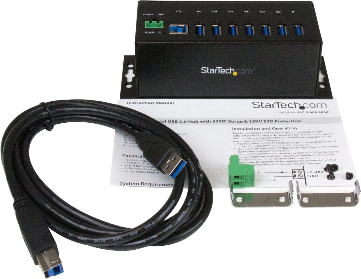 StarTech.com 7 Port Industrial USB 3.0 Hub USB hub - USB 3.0 - 7 ports - Sort