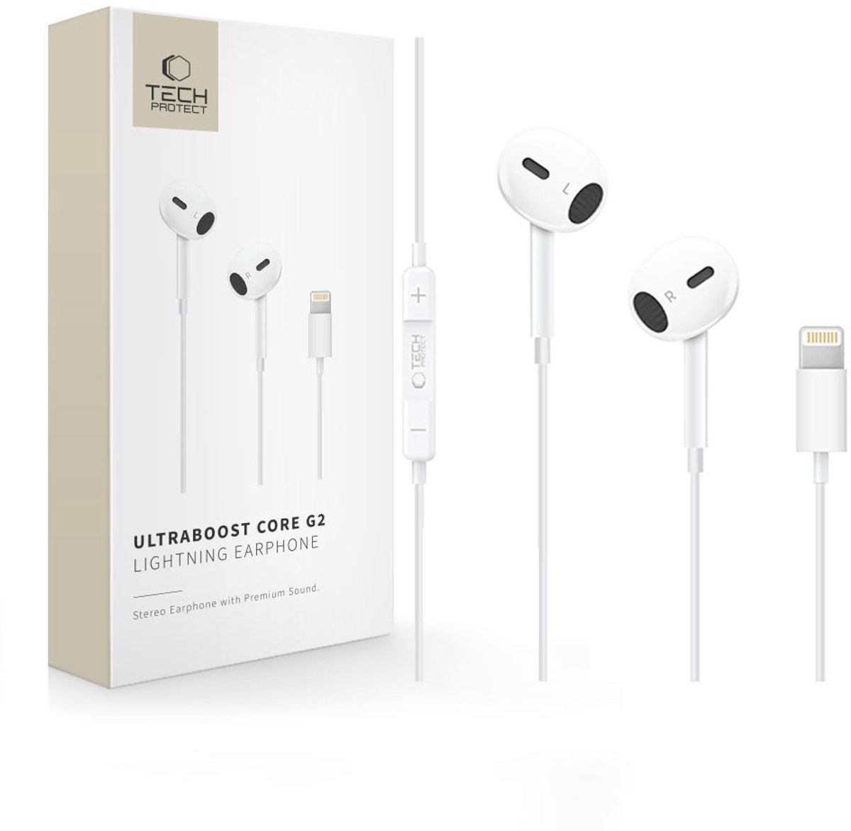 Tech-Protect Ultraboost Core G2 Lightning Headphones - White
