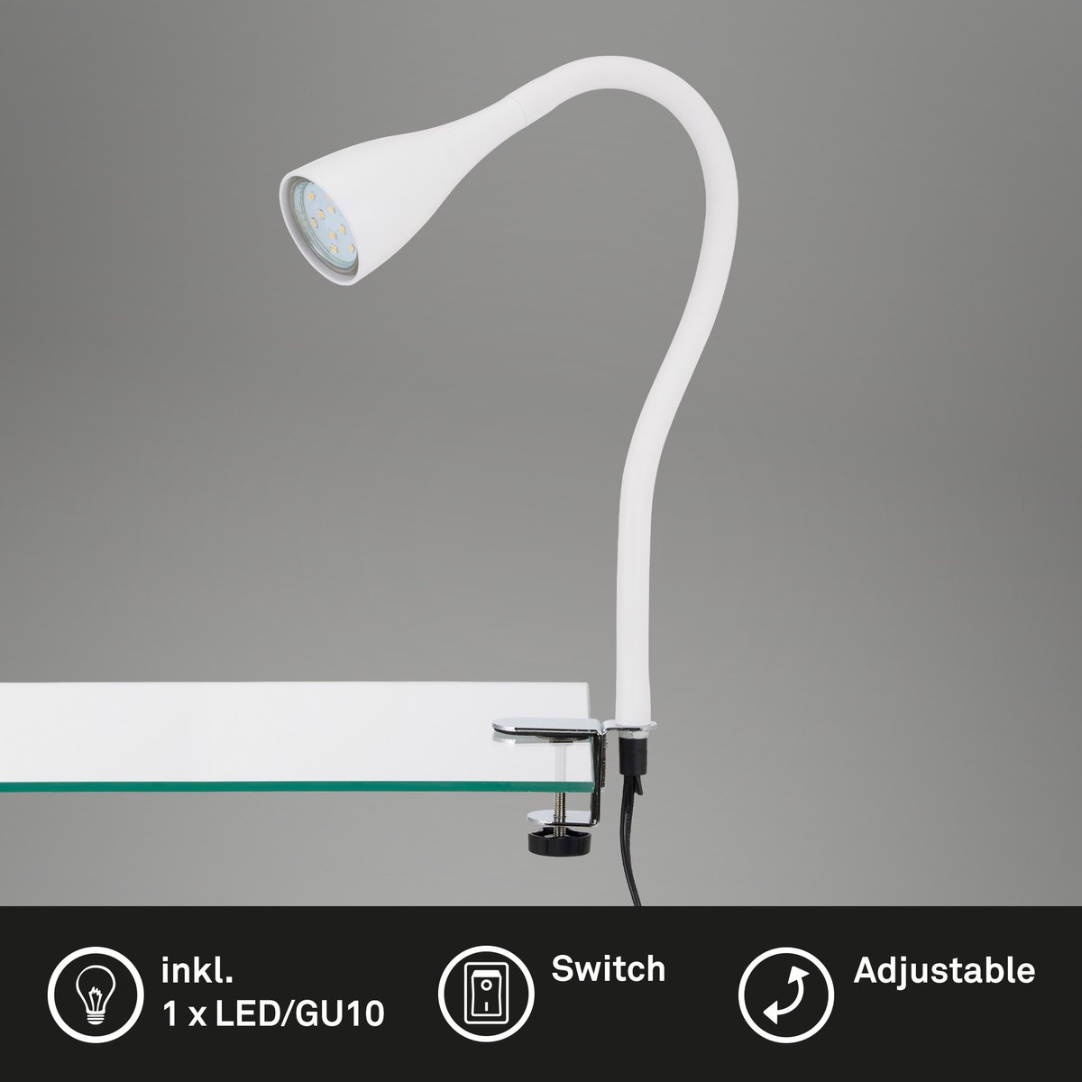 Briloner Elasti 2762016P Spot à pince E14 F (A - G) 3 W blanc