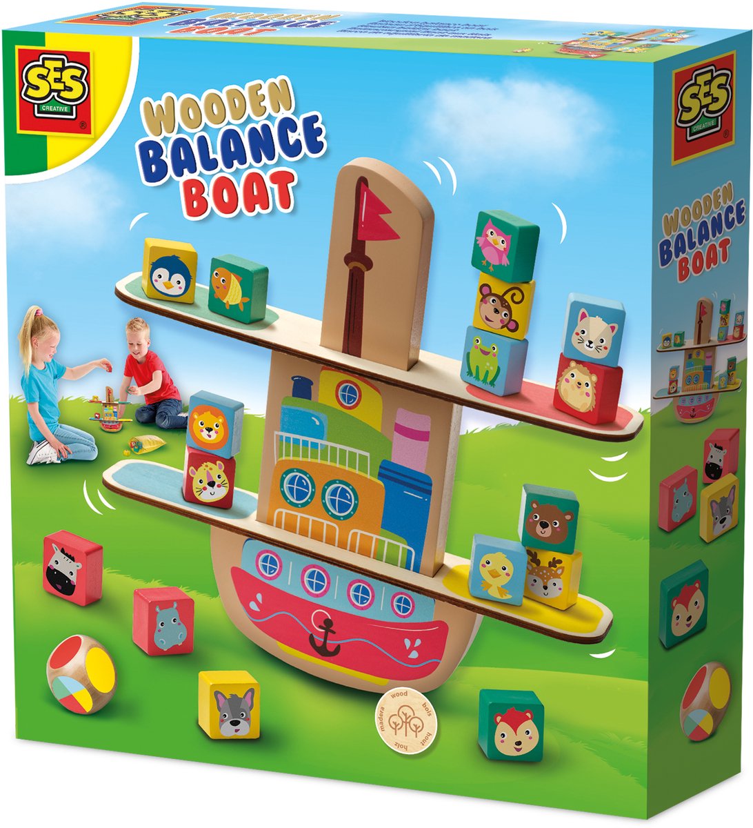 SES Creative Wooden Balance Boat