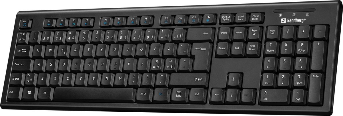 Sandberg USB Wired Office Keyboard - Tastatur - Nordisk - Sort