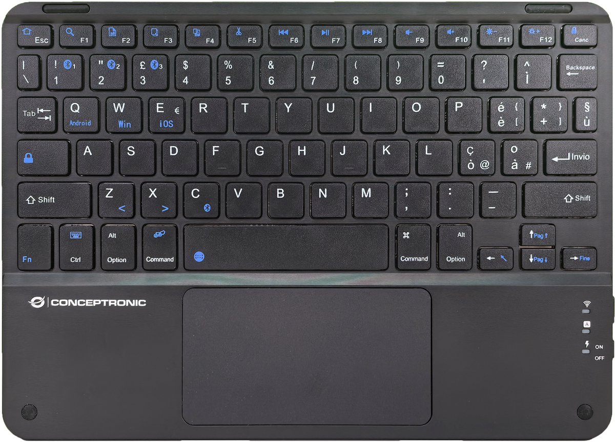 Conceptronic TOBIN01BIT - keyboard - 10" - with touchpad LED indicator - QWERTY - Italian - black Input Device - Tastatur - Italiensk - Sort