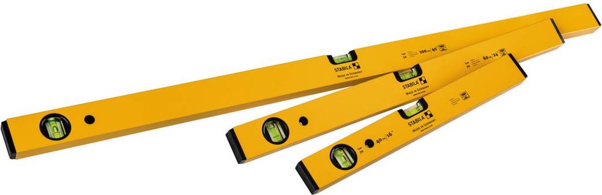 Stabila Classic set 70 (100 cm, 60 cm, 40 cm) 19819 Set de niveaux à bulle 40 cm, 60 cm, 120 cm 0.5 mm/m
