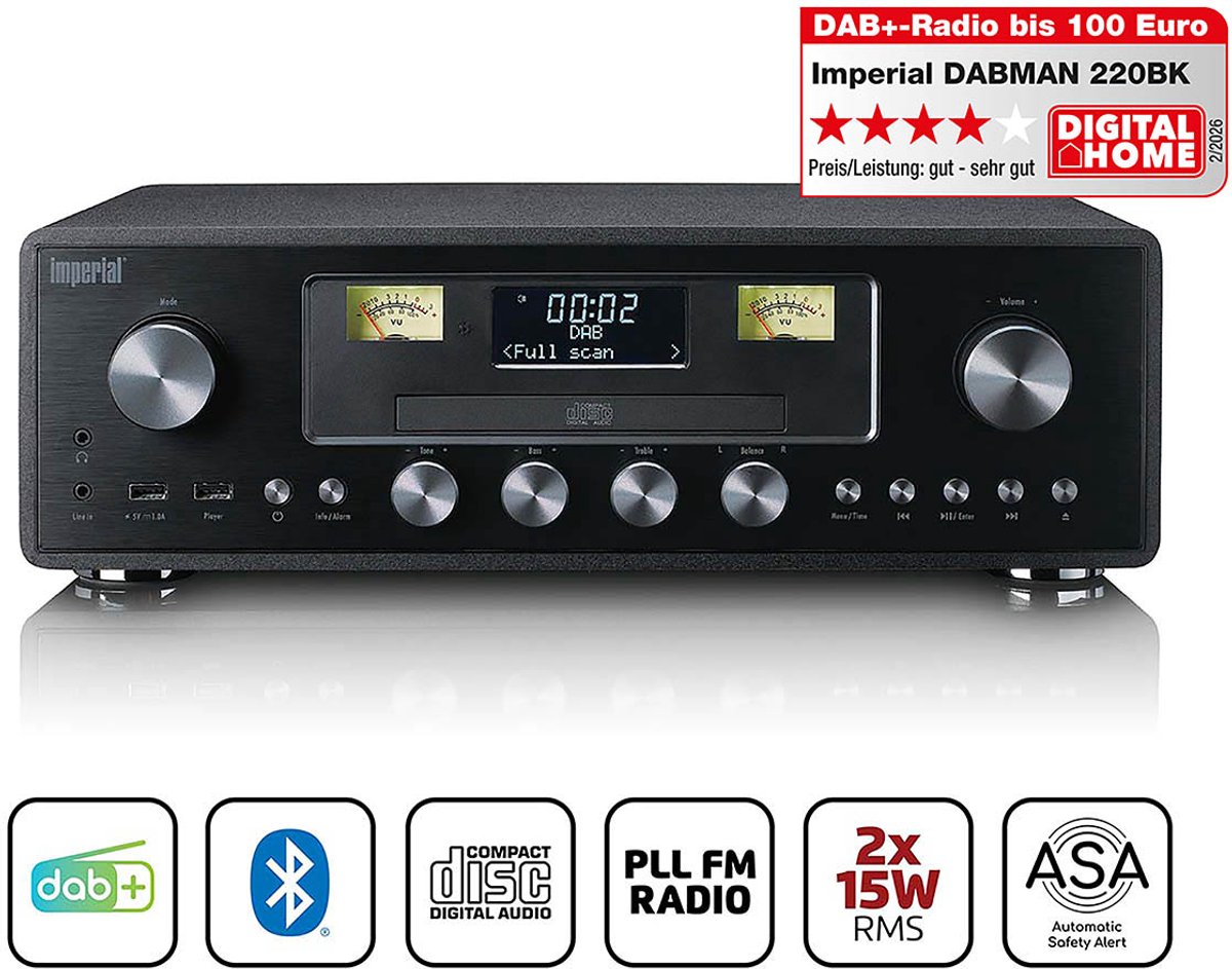 Imperial DABMAN 280CD Radio de table DAB+, FM DAB+, CD, Bluetooth, USB noir