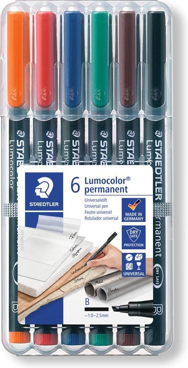 Staedtler Lumocolor Perm B 1-2,5mm 6 ass./boks