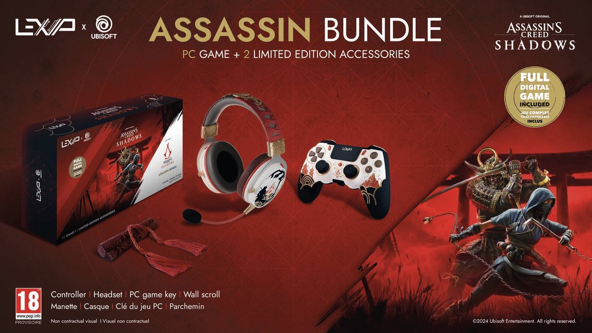 Lexip - Assassin Bundle - headset - 3.5 mm jack - with Ubisoft controller and Assassin's Creed Shadows