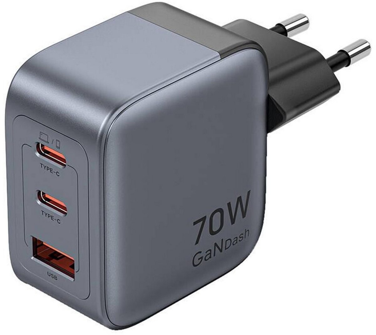Vention GaN USB-C+C+A 70W Charger (Gray)