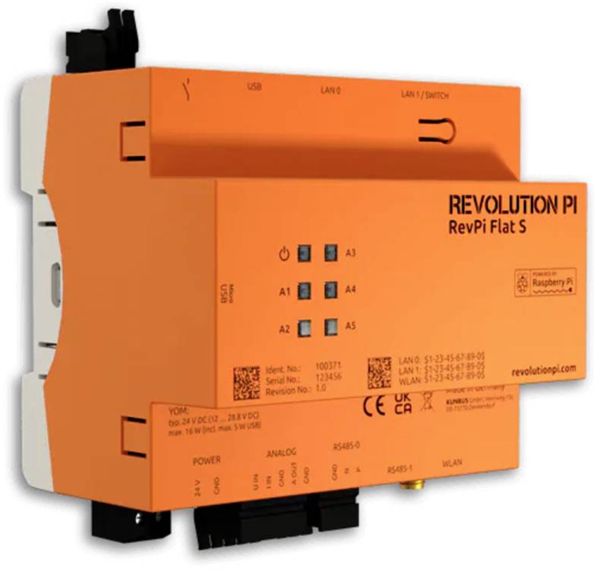 Revolution Pi by Kunbus RevPi Flat S 32 GB WiFi-BT PR100371 API - Module dextension 24 V