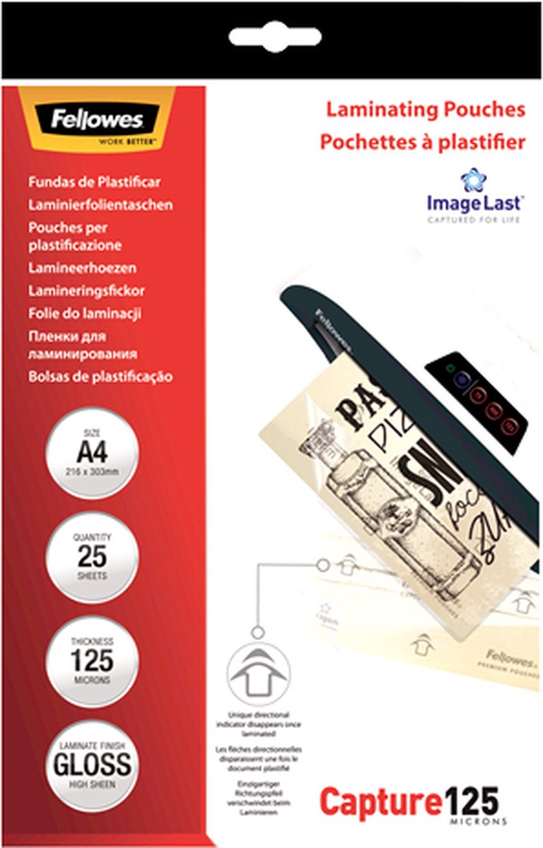 Fellowes laminator pouch - A4 125 micron - 25 unites