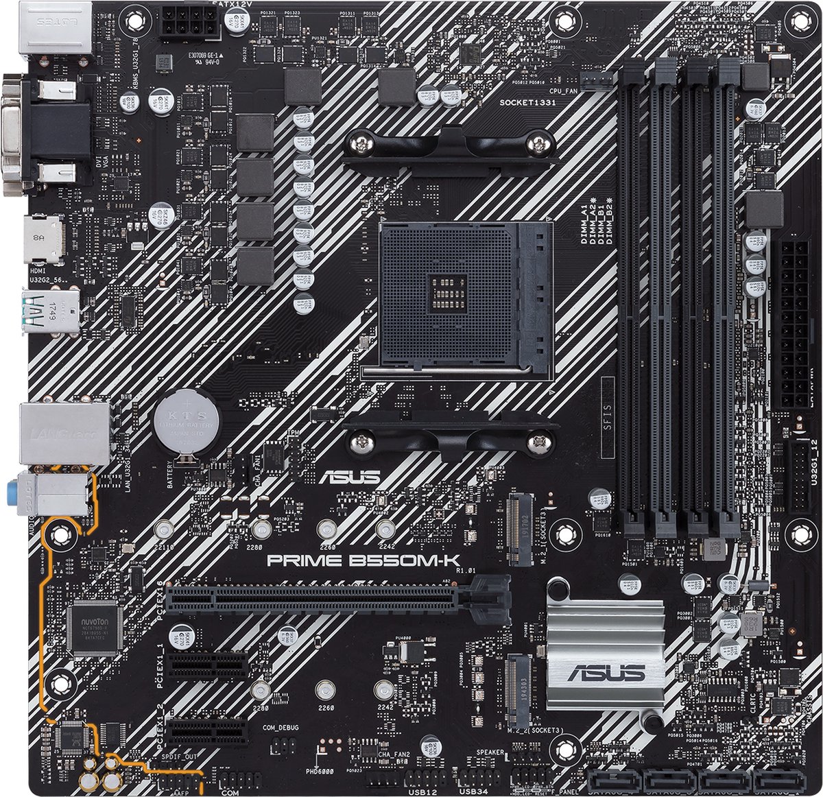 Asus PRIME B550M-K Carte mère Socket (PC) AMD AM4 Facteur de forme (détails) Micro-ATX Chipset de la carte mère AMD® B550