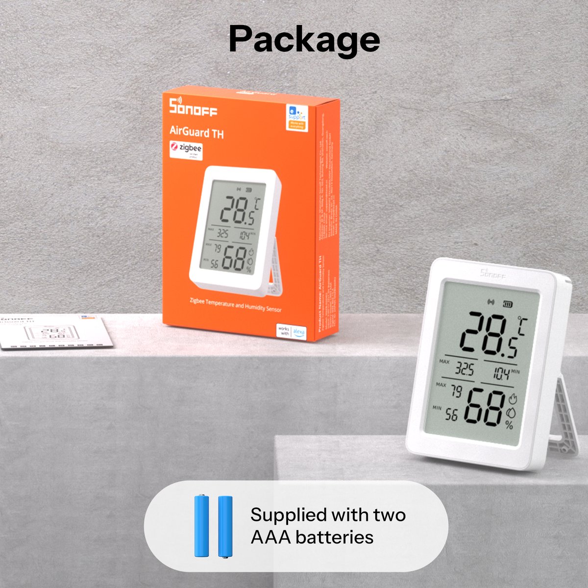 Sonoff SONOFF ZigBee SNZB-02DR2 temperatur- og fugtsensor, 2-pak