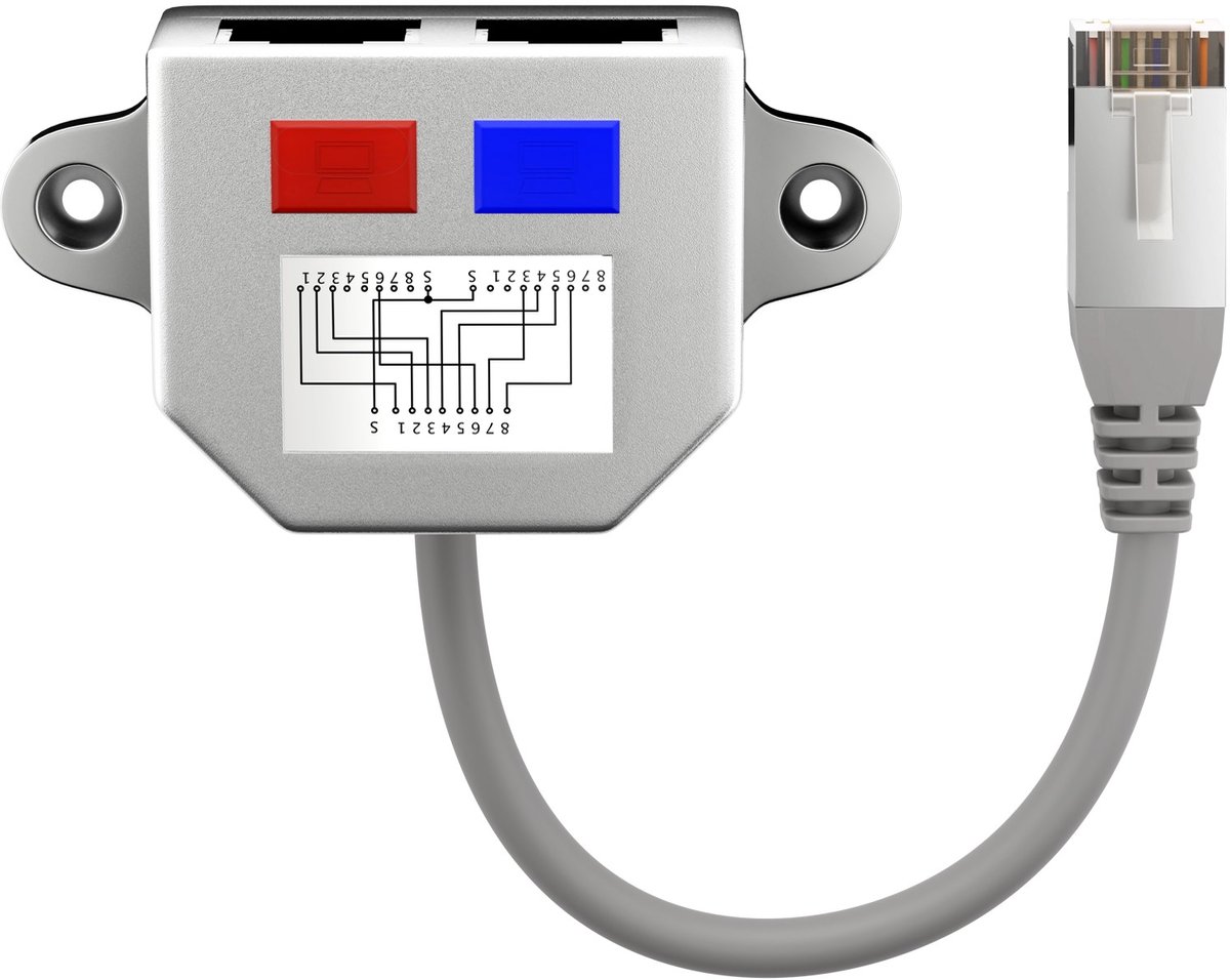 Pro splitter (Y-adapter) 2x RJ45 - Grå