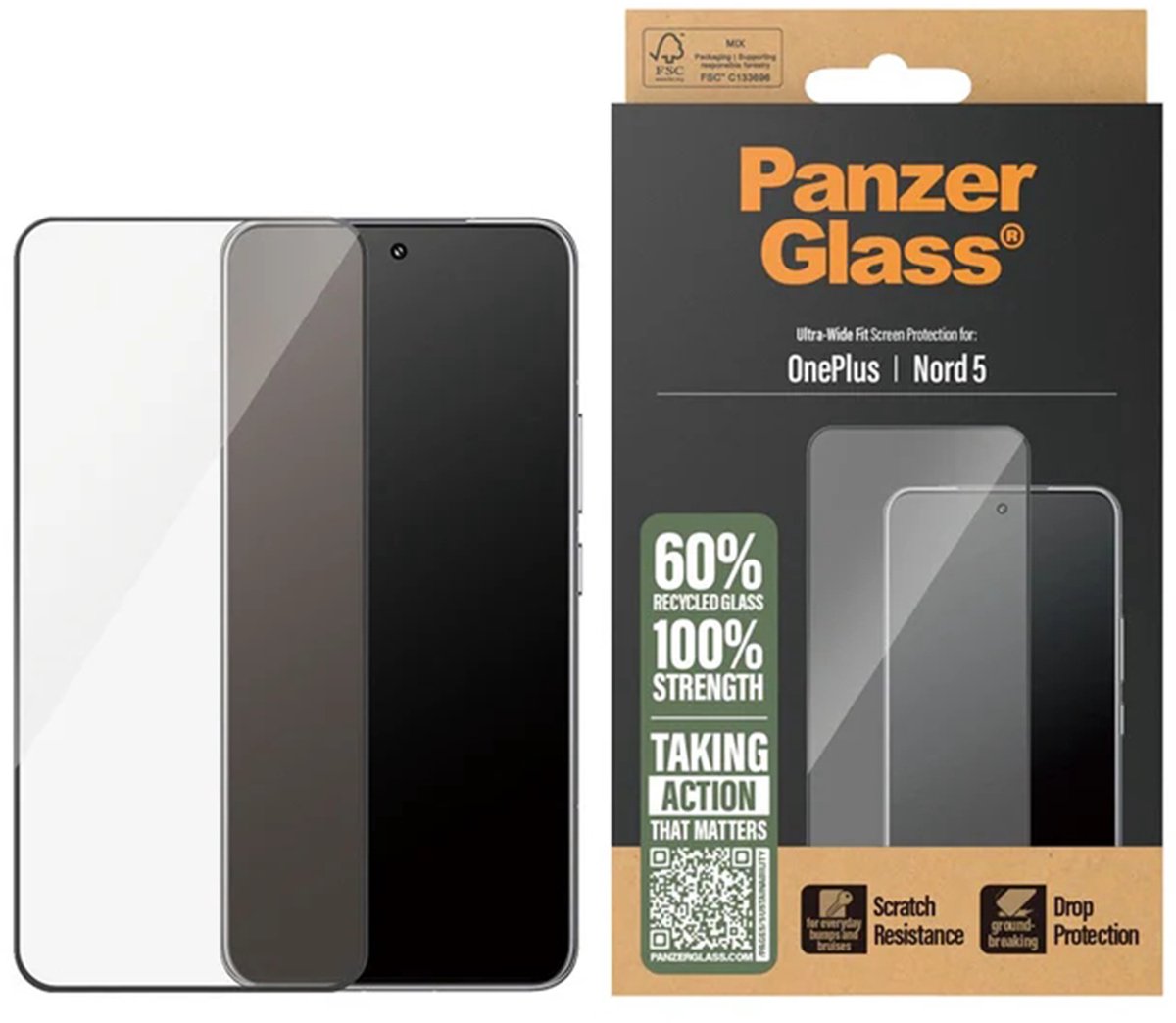 PanzerGlass Screen Protector OnePlus Nord 5 | Ultra-Wide Fit
