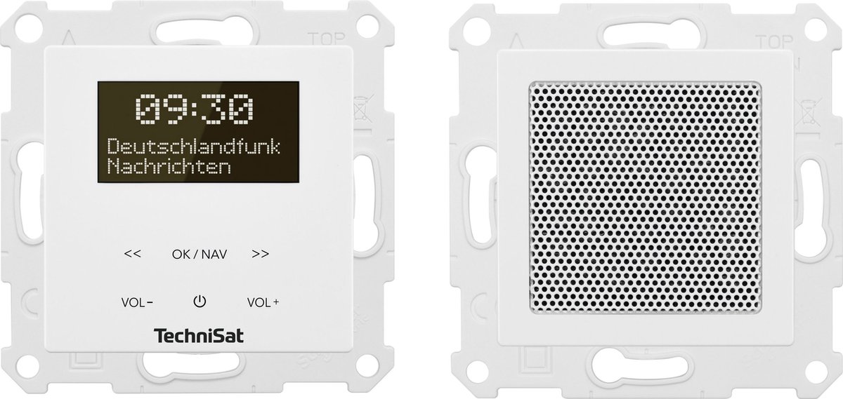 TechniSat DIGITRADIO UP 55, weiß Radio prise de courant DAB+, FM Bluetooth avec caisson denceinte, fonction réveil blanc