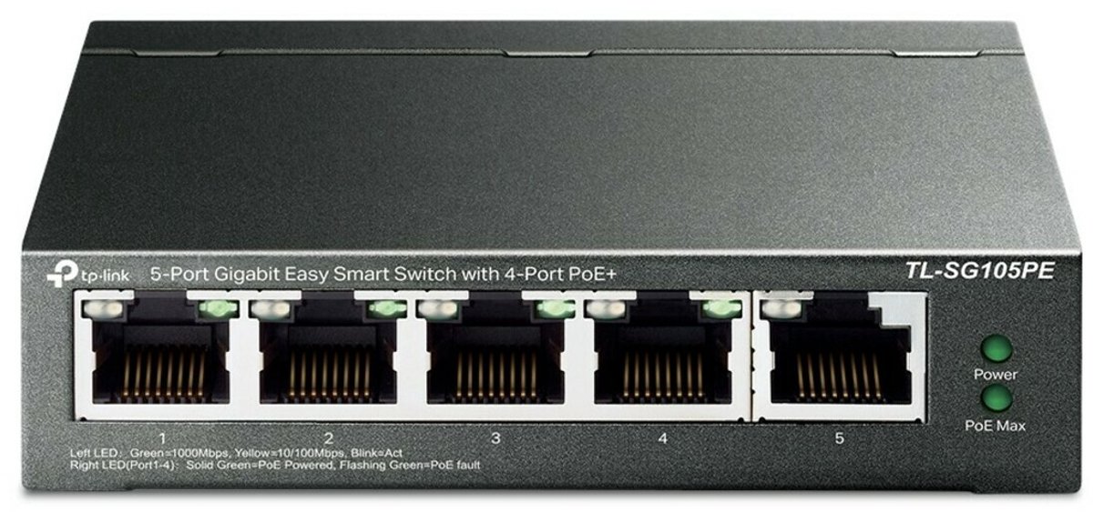 TP-Link TL-SG105PE 5-Port Gigabit Easy Smart Switch with 4-Port PoE+