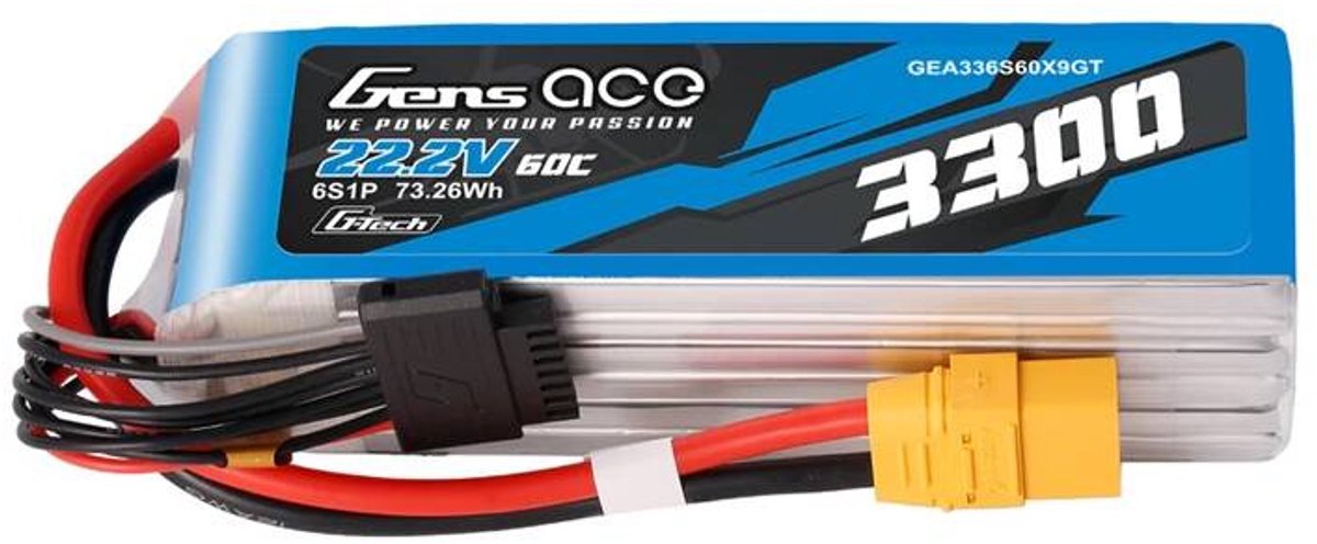 Gens ace &Tattu Accumulator Lipo G-Tech 3300mAh 22.2V 60C 6S1P XT90
