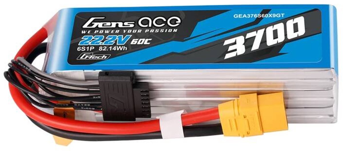 Gens ace &Tattu Accumulator Lipo G-Tech 3700mAh 22.2V 60C 6S1P XT90