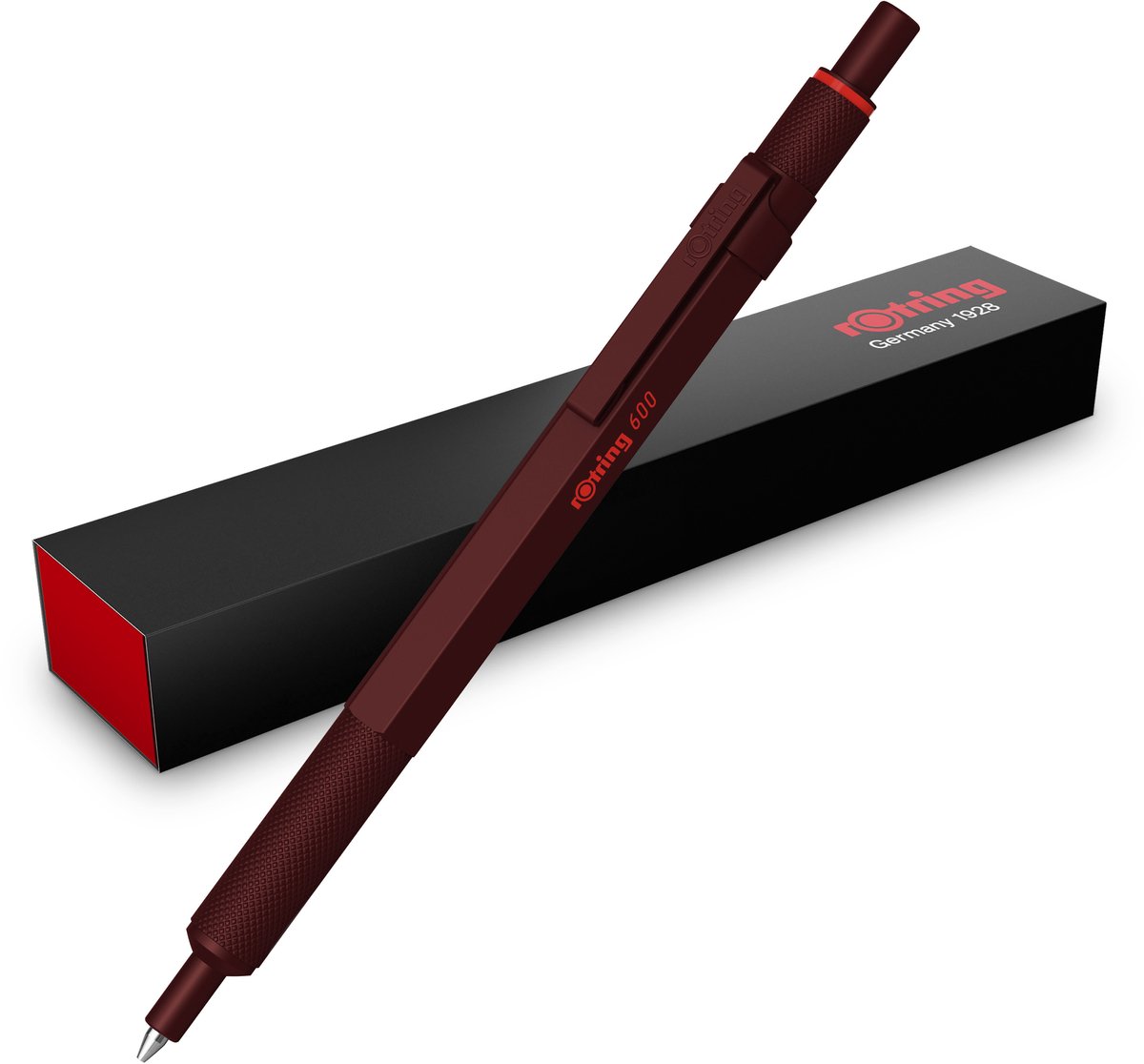 Rotring rOtring 600 Kuglepen | Medium Spids | Sort Blæk | Metalkrop | Chokolade Trøffel | Skridsikkert Rillet Greb & Sekskantet skaft | Genopfyldelig