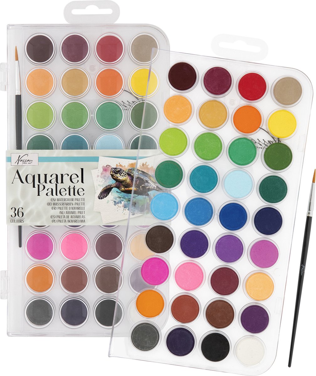 Nassau 36 Aquarel colours in transparent palette