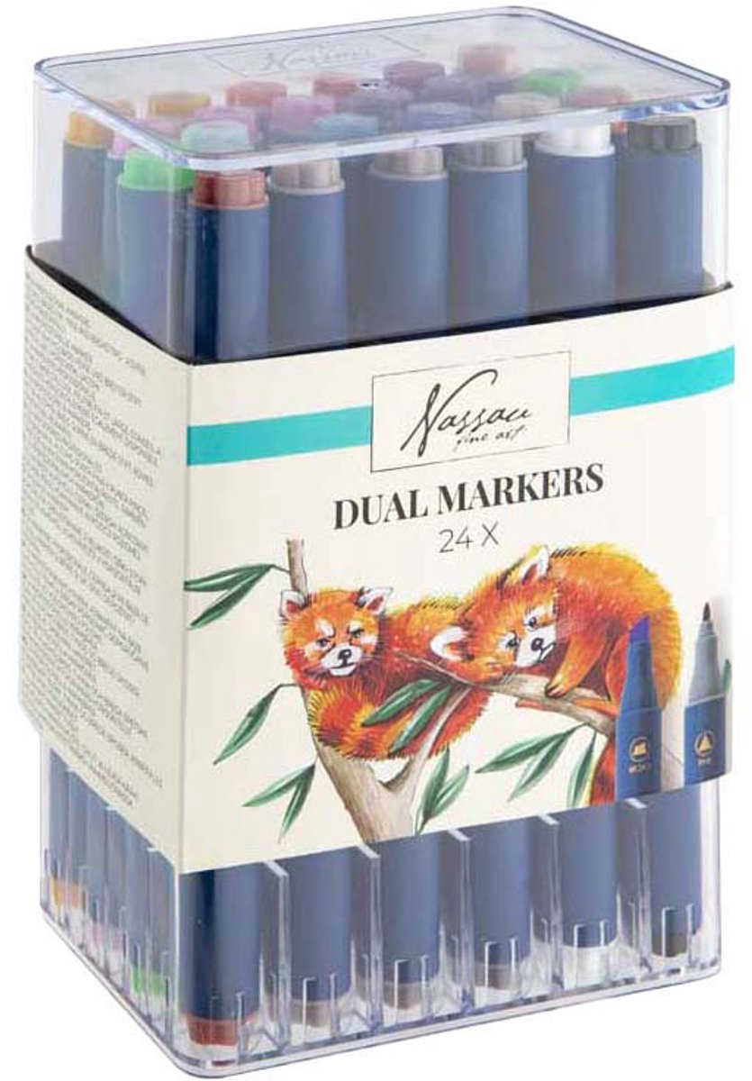 Nassau Round dual markers 24 pcs in transparent box