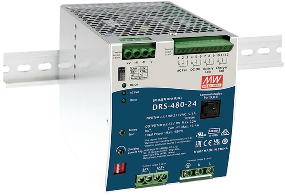 MEAN WELL DRS-480-24 Alimentation rail DIN 24 V 20 A 480 W Nbr. de sorties:1 x Contenu 1 pc(s)