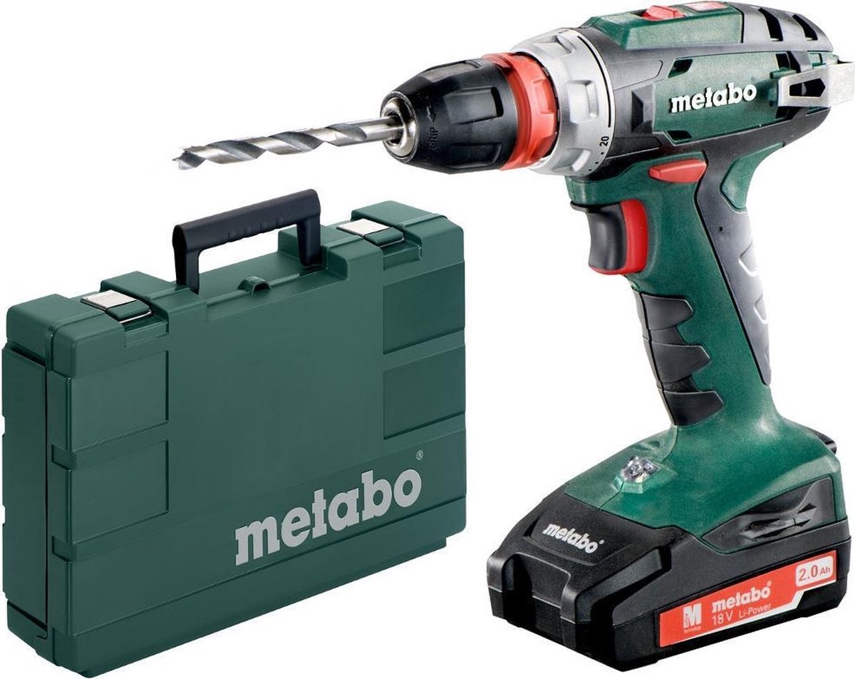 Perceuse-visseuse sans fil Metabo BS 18 Quick 602217500 18 V 2 Ah Li-Ion + 2 batteries, + mallette