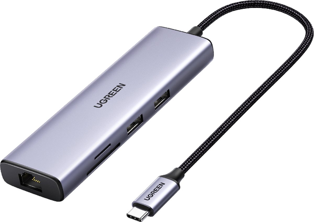UGREEN Usb-C Multifunction Adapter With Ethernet Interface USB hub - 7 ports - Sølv