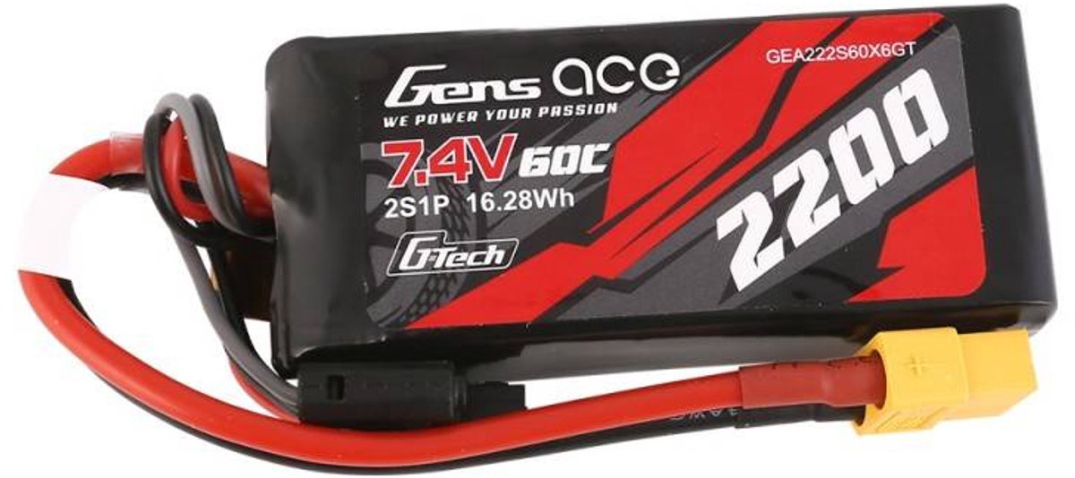 Gens ace &Tattu G-Tech LiPo 2200mAh 7.4V 60C 2S1P XT60 Battery