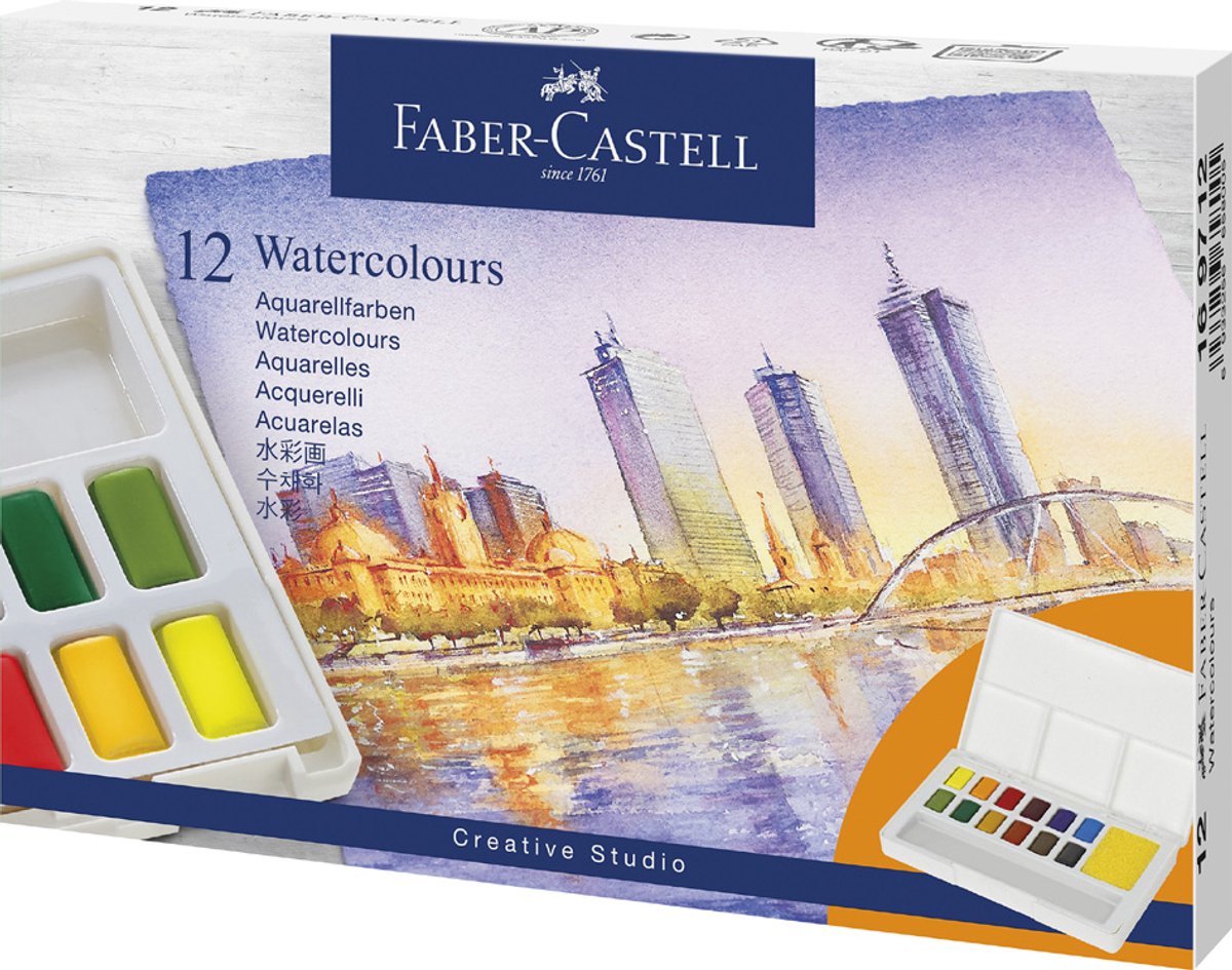 Faber-Castell Watercolour 36 ass i palette+water brush
