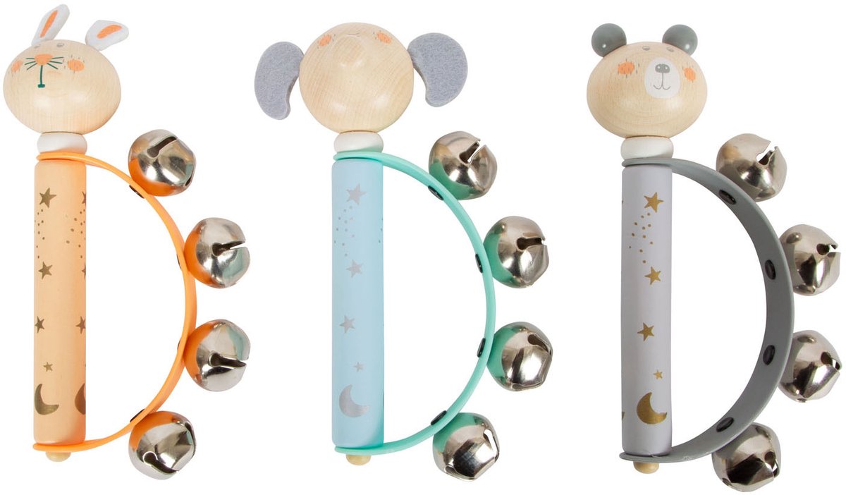 Small Foot - Wooden Baby Tambourine Animal Pastel (Assorted)