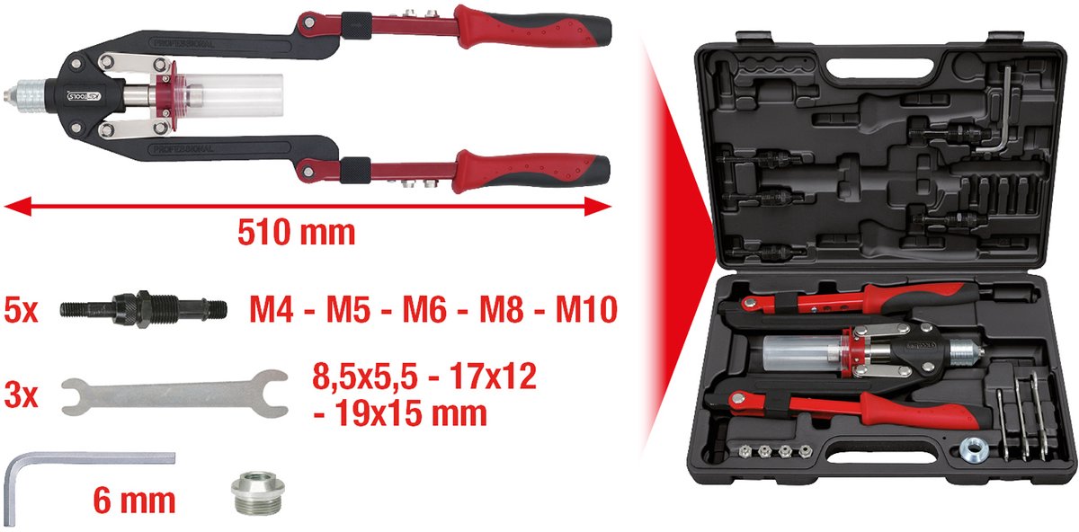 KS Tools 150.9630 Jeu de pinces à riveter universelles, 17 pièces