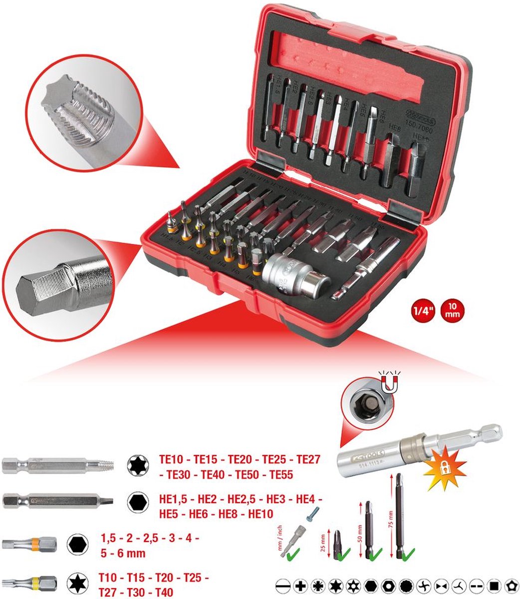 KS Tools Jeu de tournevis 34 pièces 1/4 (6.3 mm)