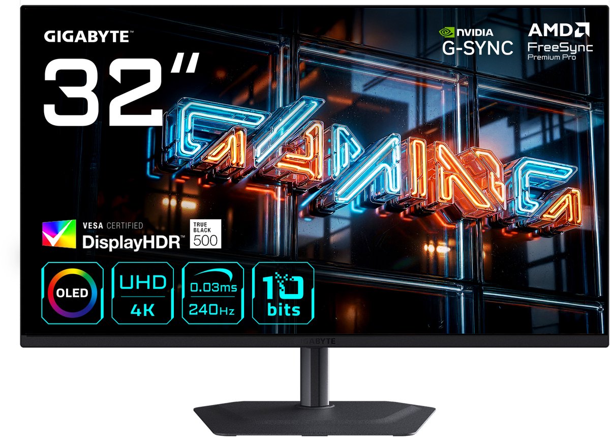 32" GIGABYTE MO32U24 - 3840x2160 (UHD) - 240Hz - QD-OLED