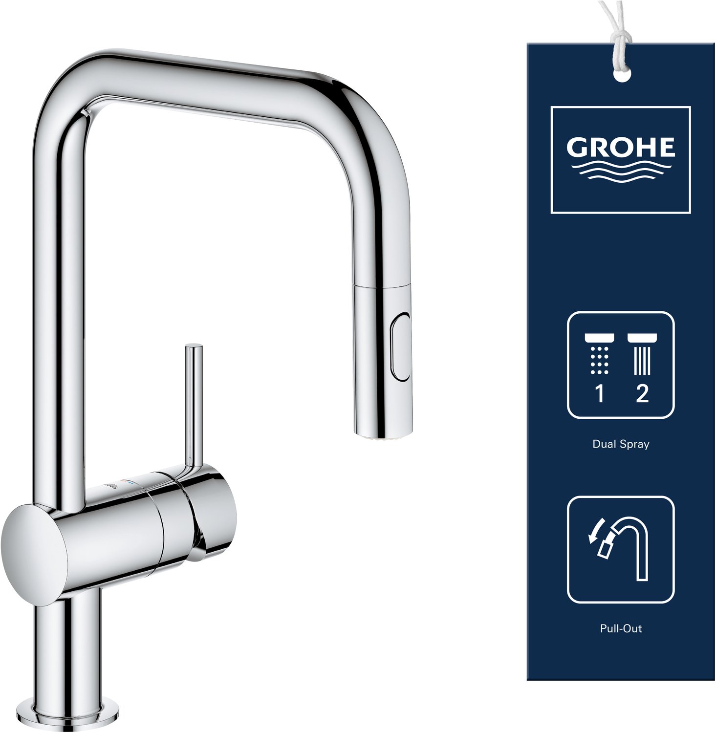 Grohe Minta Køkkenarmatur med udtræk, U-tud, Krom