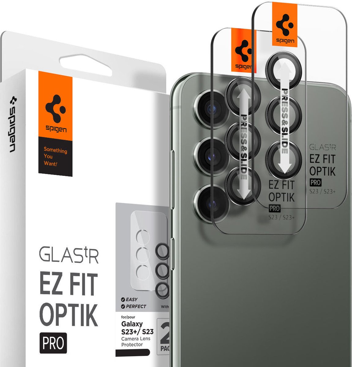 Spigen Glass EZ Fit Optik Pro 2 Pack - black - Samsung Galaxy S23/Galaxy S23+/Galaxy S24