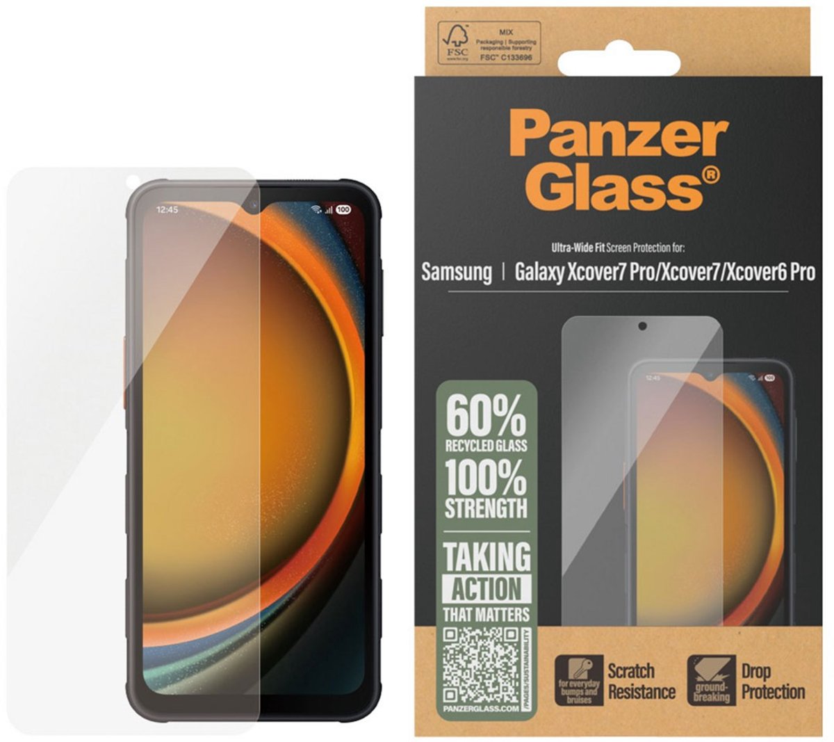 PanzerGlass Screen Protector Samsung Galaxy Xcover7 Pro | Xcover7 | Xcover6 Pro | Ultra-Wide Fit
