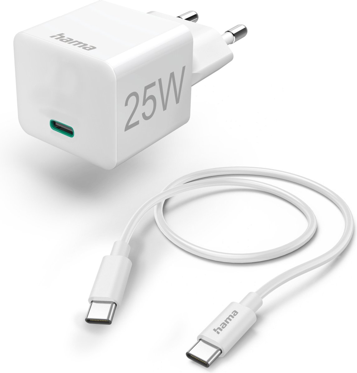 Hama Charger USB-C with USB-C Cable PD 25W 1.5m Cable White