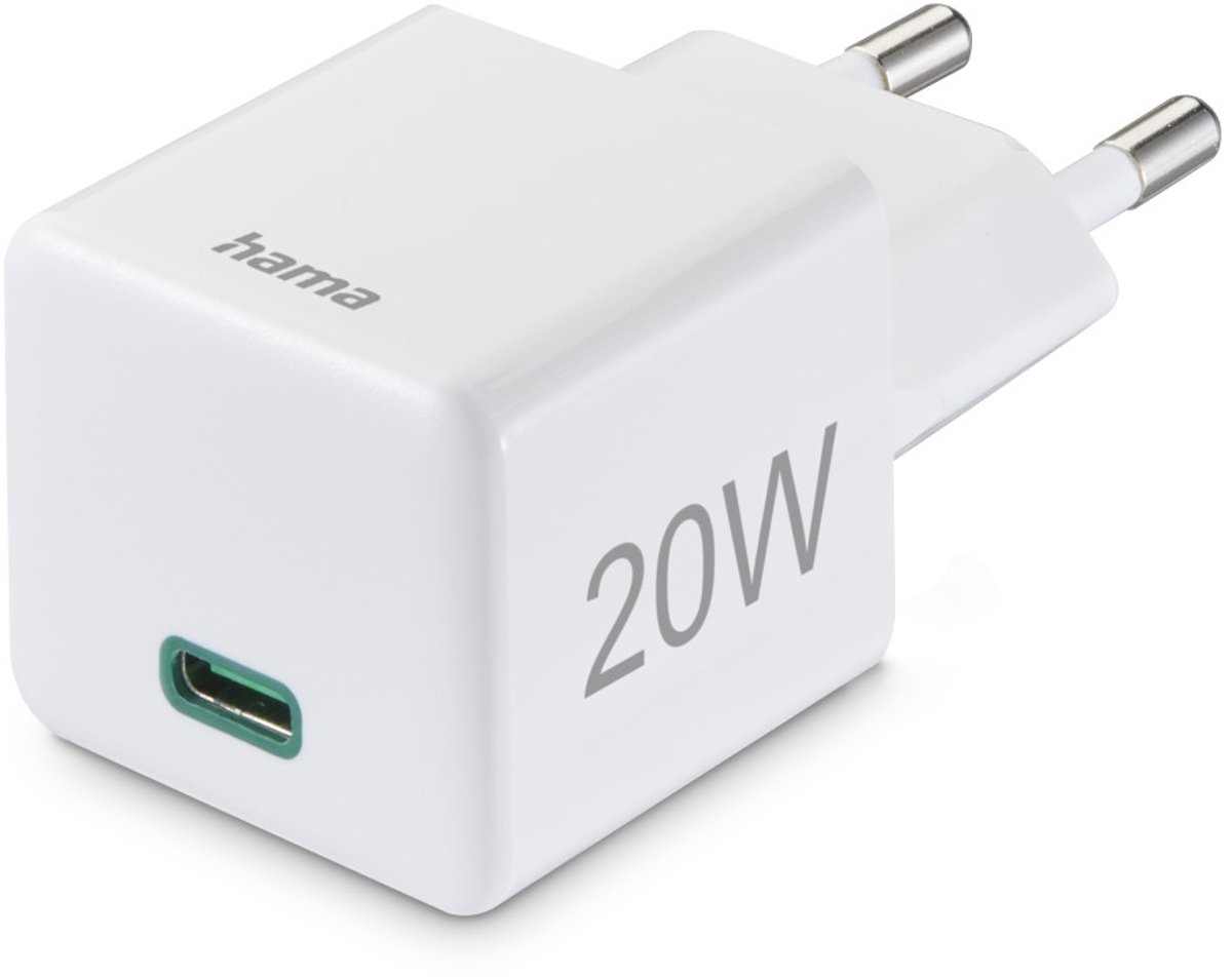 Hama Fast Charger USB-C Super-Mini Charger PD 20W White