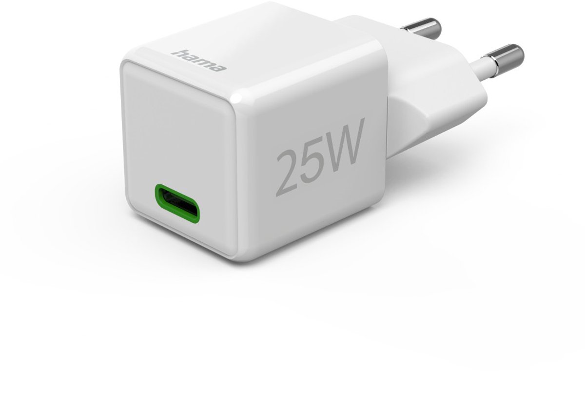 Hama Fast Charger USB-C Super-Mini Charger PD 25W White