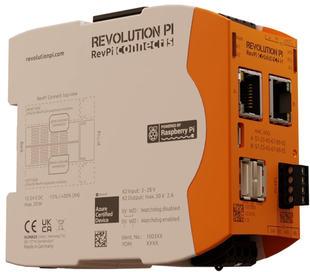 Revolution Pi by Kunbus RevPi Connect S 32 GB PR100364 API - Module dextension 24 V/DC