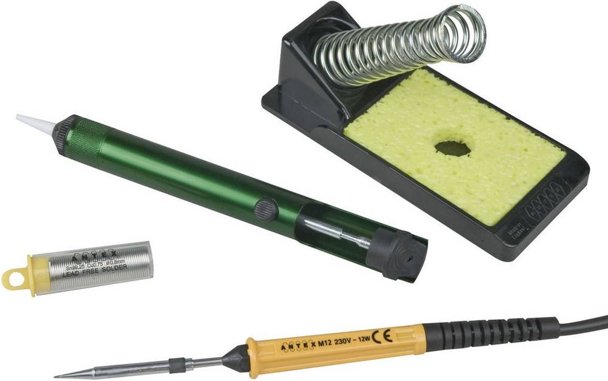 Set de soudure Antex SK12P 12 W +370 °C (max) avec support, avec pompe à dessouder, avec étain à souder