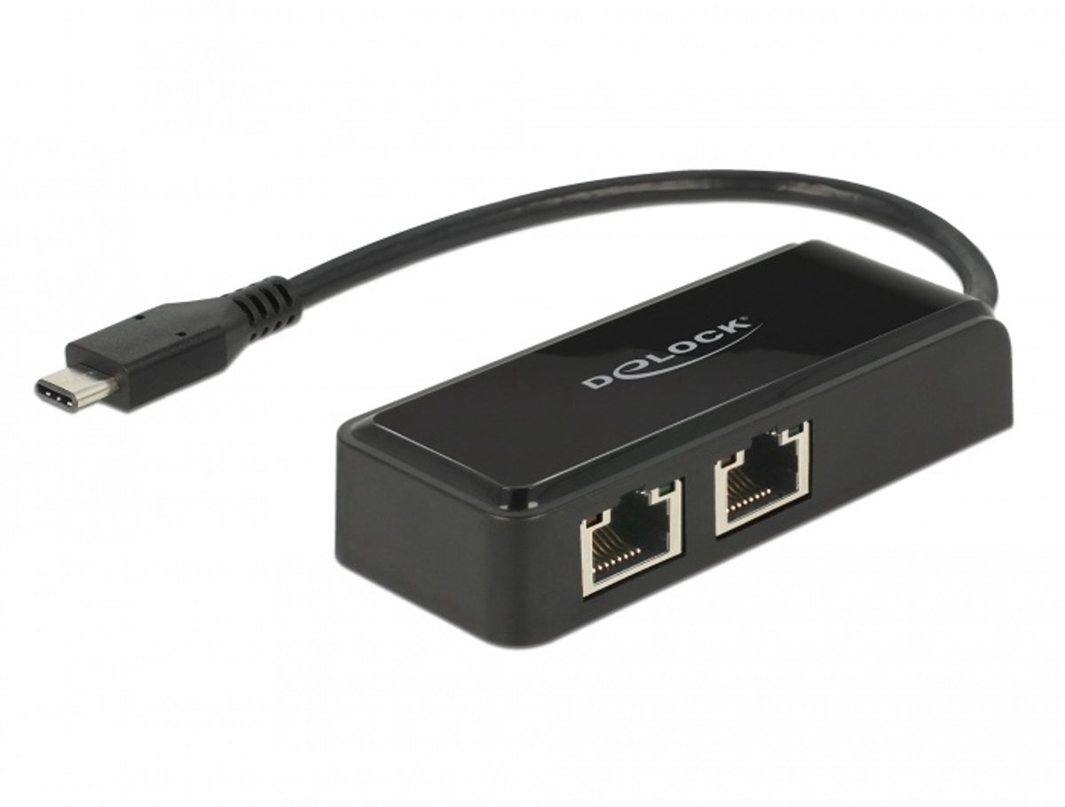 DeLOCK Adapter USB-C 3.1 Gen 1 > 2 x Gigabit LAN 10/100/1000 Mb/s