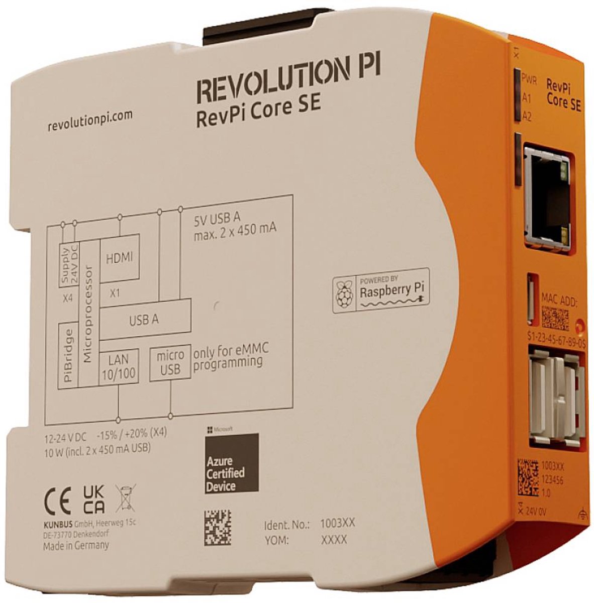 Revolution Pi by Kunbus RevPi Core SE 8 GB PR100365 Module de commande 24 V/DC